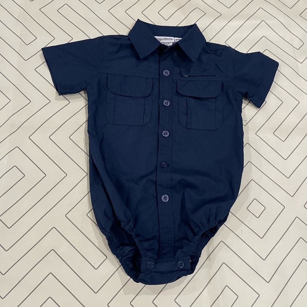 Bayou Blanks Navy Fishing Onesie - Hayes